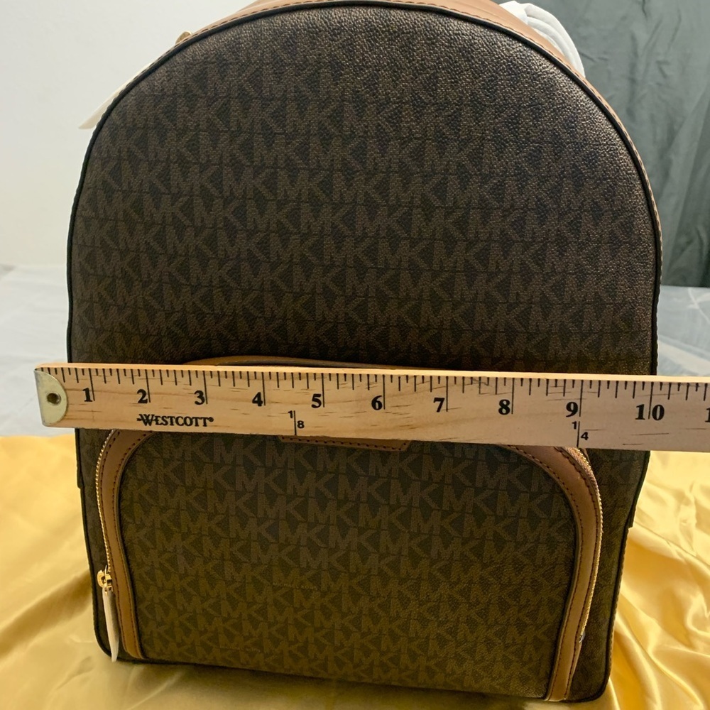 Michael Kors Jaycee Large Brown Dome Backpack with Monogram Patterned NWT - Picture 6 of 10